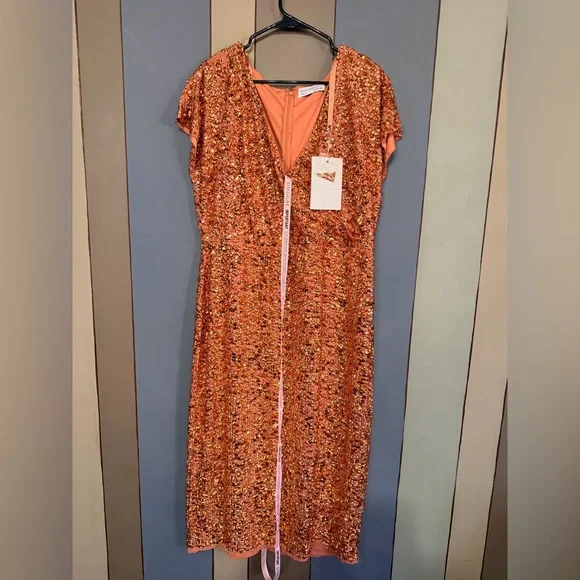 Mac Duggal (10766) Short Sleeve Cocktail Dress-NWT-Size 14-Copper - Picture 5 of 13